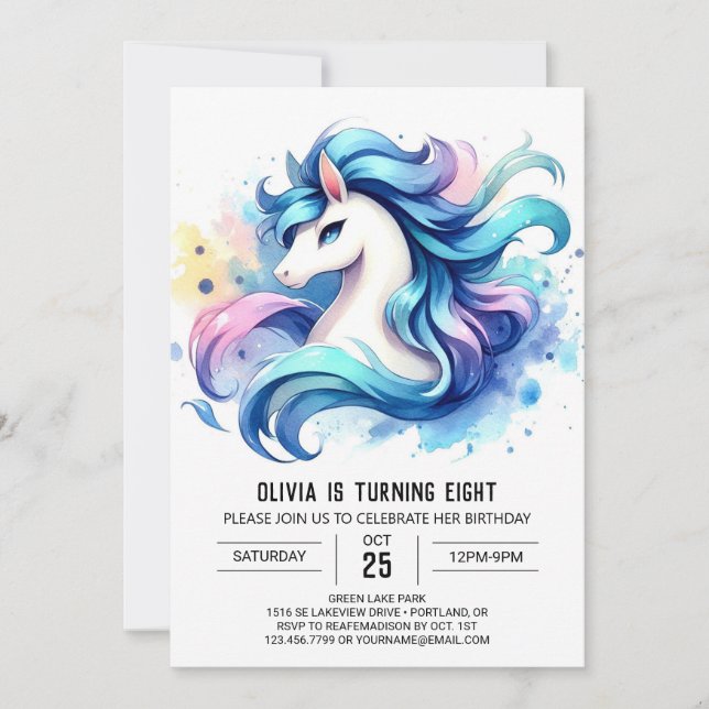 Happy Kids Horse Birthday Invitation (Front)