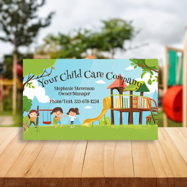 Happy Kids Playground Childcare Daycare Education Business Card (daycare child care business cards)