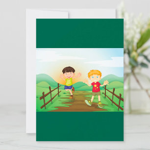 Happy Kids Playing Outdoors Invitation
