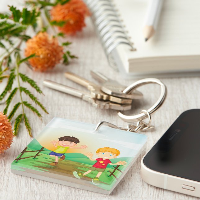 Happy Kids Playing Outdoors Key Ring (Creator Uploaded)