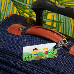 Happy Kids Playing Outdoors Luggage Tag