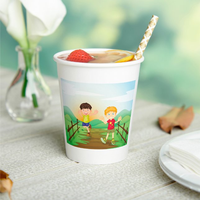 Happy Kids Playing Outdoors Paper Cups (Creator Uploaded)