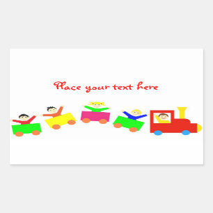 Happy Kids Train Rectangular Sticker