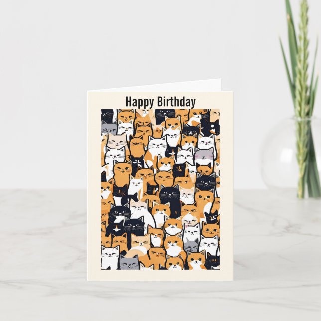 Happy Kitty Birthday Card (Front)