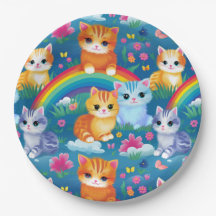 Happy Kitty Cats on Rainbow Clouds