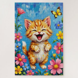 Happy Kitty Garden Jigsaw Puzzle