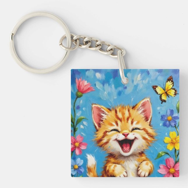 Happy Kitty Garden Key Ring (Front)