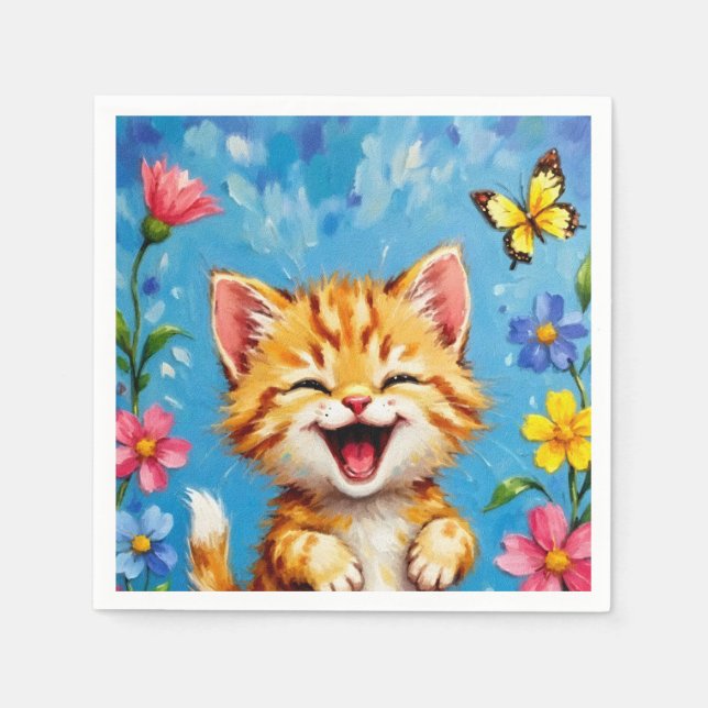 Happy Kitty Garden Napkin (Front)
