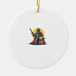 Happy Knight with dog for funny adults and kids Ceramic Tree Decoration