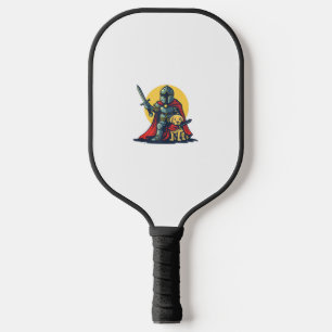 Happy Knight with dog for funny adults and kids Pickleball Paddle