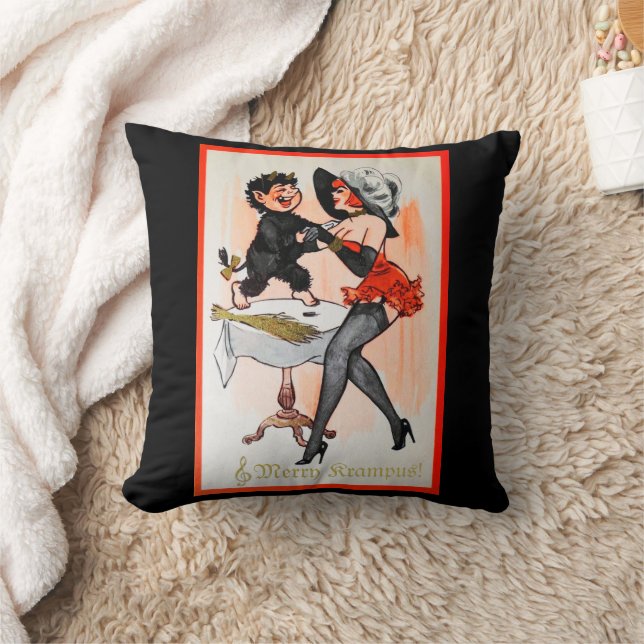 Happy Krampus with Temptress Vintage Christmas Cushion (Blanket)