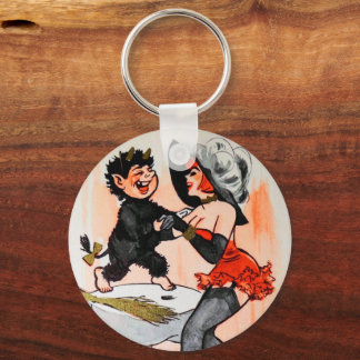 Happy Krampus with Temptress Vintage Christmas Key Ring