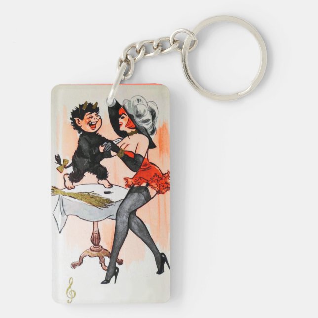 Happy Krampus with Temptress Vintage Christmas Key Ring (Back)