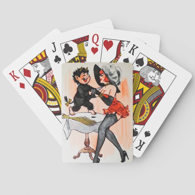 Happy Krampus with Temptress Vintage Christmas Playing Cards (Back)