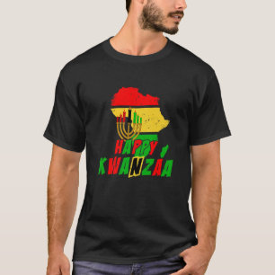 Happy Kwanzaa 7 Principles Africa Outline Celebrat T-Shirt