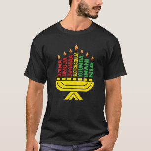 Happy Kwanzaa 7 principles Candles African Black C T-Shirt