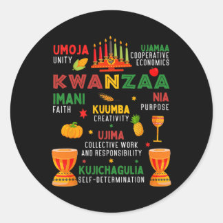 Happy Kwanzaa 7 Principles Of Kwanzaa Women Men Ch Classic Round Sticker