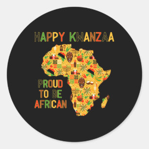 Happy Kwanzaa Africa Map 7 Principles Celebration  Classic Round Sticker