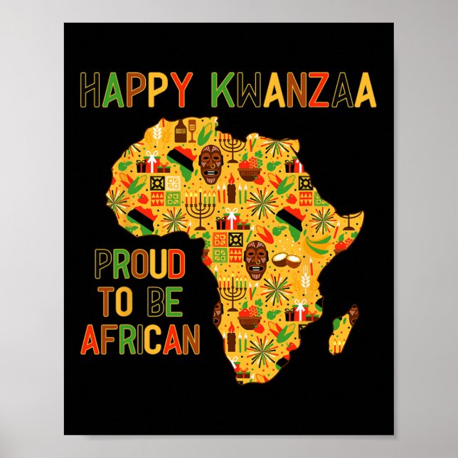 Happy Kwanzaa Africa Map 7 Principles Celebration  Poster (Front)