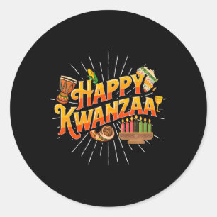 Happy Kwanzaa - African American Heritage Festival Classic Round Sticker