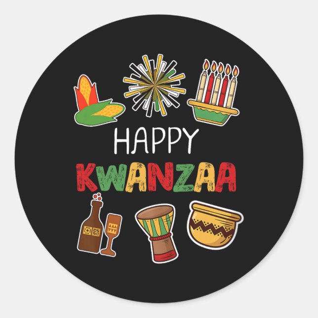 Happy Kwanzaa African American Holiday  Classic Round Sticker (Front)