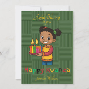 Happy Kwanzaa African Girl Candle Family Photo Holiday Card