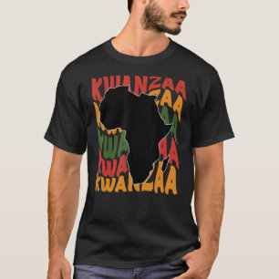 Happy Kwanzaa African Map Kinara Candles Celebrati T-Shirt