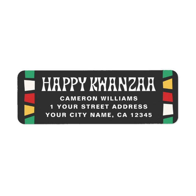 Happy Kwanzaa African mosaic return address (Front)