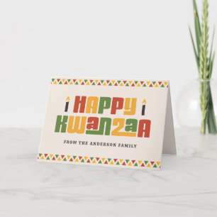 Happy Kwanzaa black candle red green yellow border Holiday Card