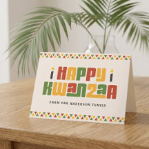Happy Kwanzaa black candle red green yellow border