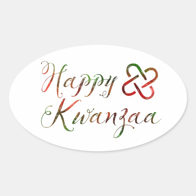 Happy Kwanzaa Bokeh Umoja Oval Sticker (Front)