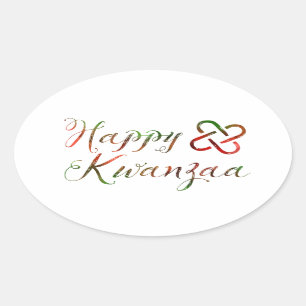 Happy Kwanzaa Bokeh Umoja Oval Sticker