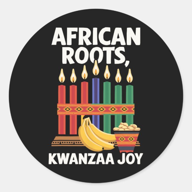 Happy Kwanzaa Candles Africa Holiday African Ameri Classic Round Sticker (Front)