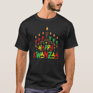 Happy Kwanzaa Candles African Black Culture Afro w T-Shirt