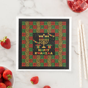 Happy Kwanzaa Candles Red Black Green Yellow Napkin