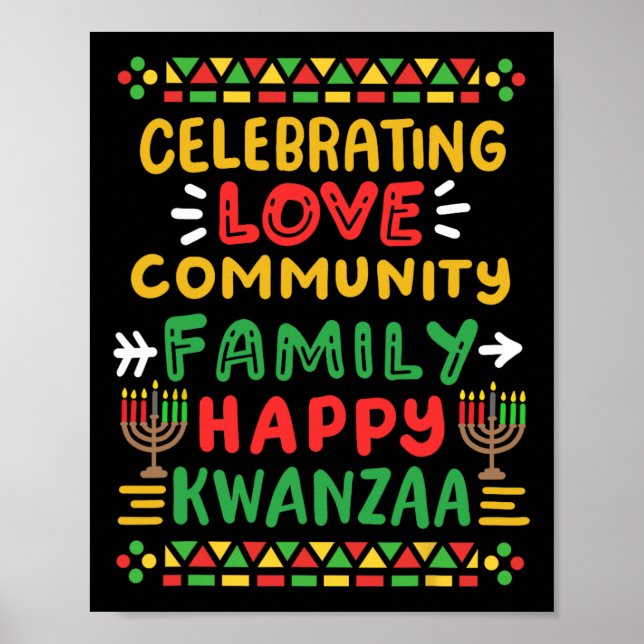 Happy Kwanzaa Celebrating Love Commuity Family Men Poster (Front)