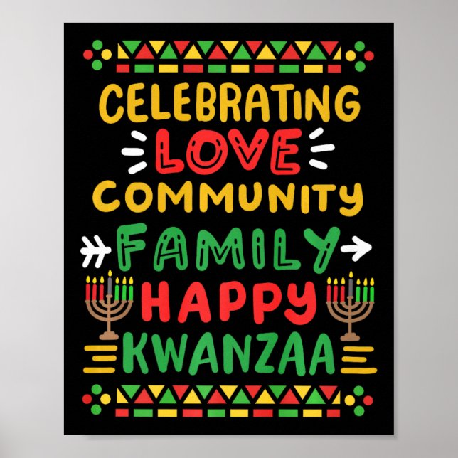 Happy Kwanzaa Celebrating Love Commuity Family Men Poster (Front)
