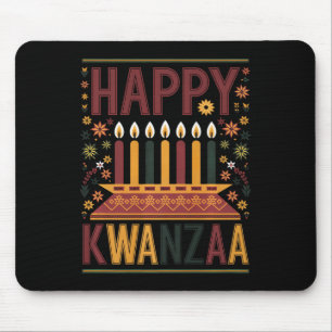 Happy Kwanzaa Celebration Kinara Candles And Flowe Mouse Pad