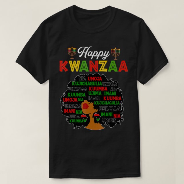 Happy Kwanzaa Decorations African American Seven P T-Shirt (Design Front)