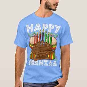 Happy Kwanzaa Drum Kinara Seven Candles Africa Cel T-Shirt