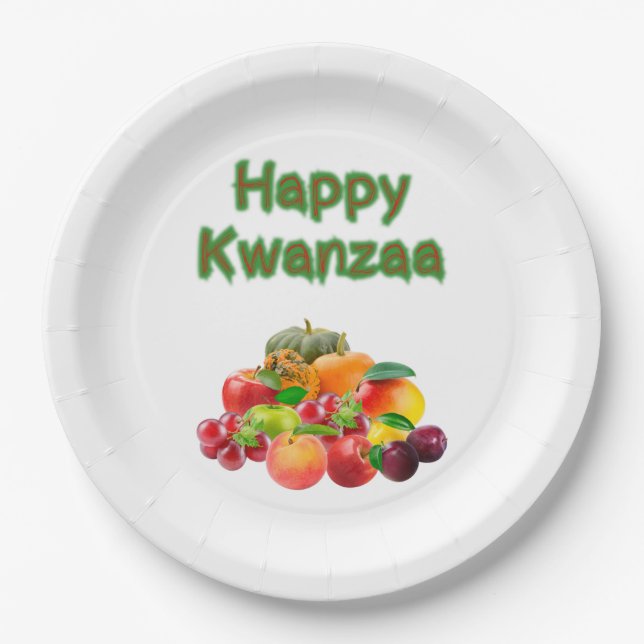 Happy Kwanzaa First Fruits Paper Plate (Front)
