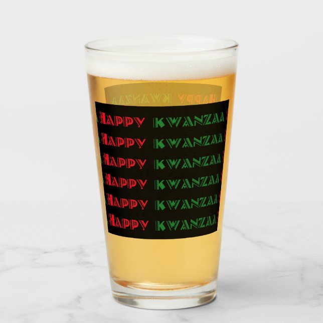 Happy Kwanzaa Greeting 2 Glass (Back Filled)