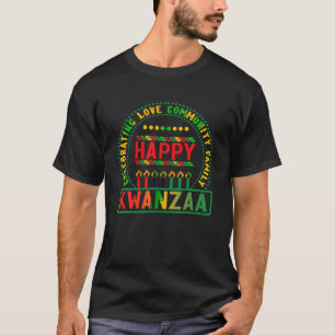 Happy Kwanzaa Kinara Candles Christmas African Hol T-Shirt