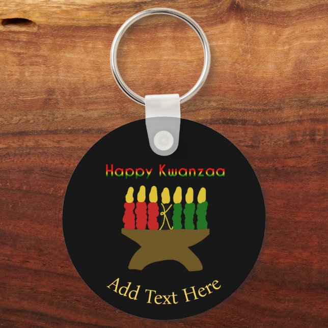 Happy Kwanzaa Kinara Key Ring (Front)