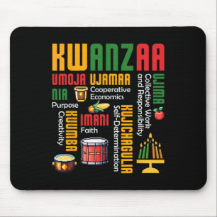Happy Kwanzaa Kinara Seven Candles Drum African He Mouse Pad