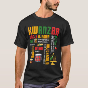 Happy Kwanzaa Kinara Seven Candles Drum African He T-Shirt
