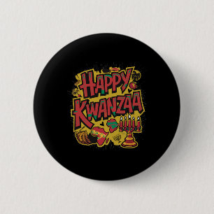 Happy Kwanzaa Kinara Seven Candles Principles Of K 6 Cm Round Badge