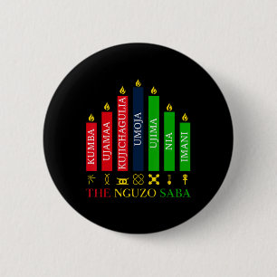 Happy Kwanzaa Kinara Seven Candles Principles Of K 6 Cm Round Badge