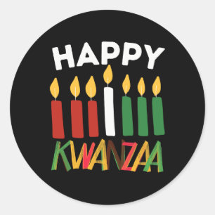 Happy Kwanzaa Kinara Seven Candles Principles Of K Classic Round Sticker
