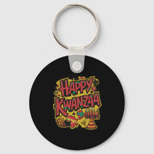 Happy Kwanzaa Kinara Seven Candles Principles Of K Key Ring